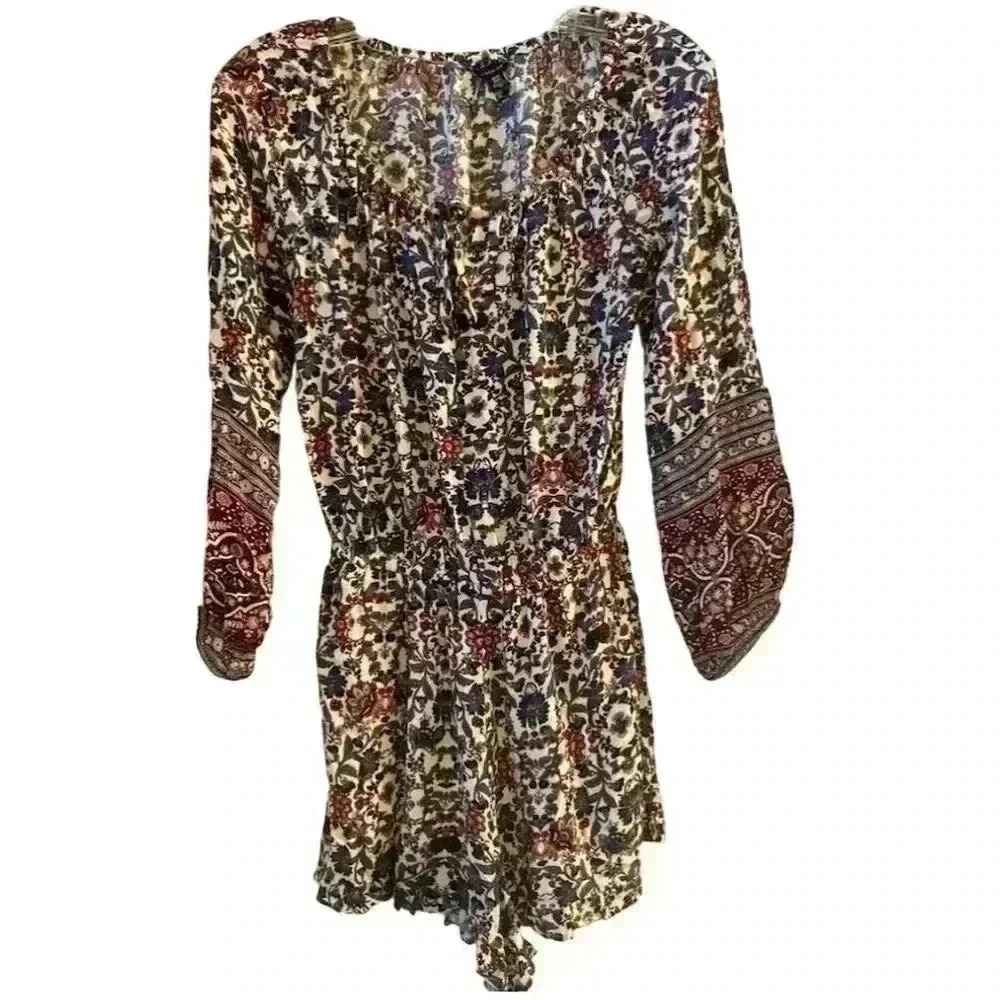 American Eagle Women's Paisley Long Sleeves Boho Romper Jumpsuit Size XS